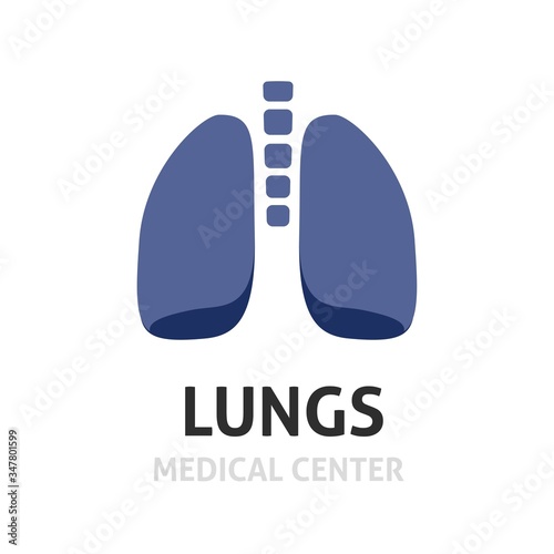 Lungs logotype vector symbol or lung care logo medical clinic centre flat style design sign isolated, concept of pulmonary center emblem