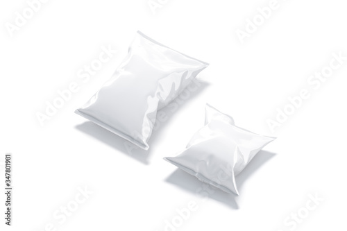 Blank white foil big and small chips pack mockup, isolated