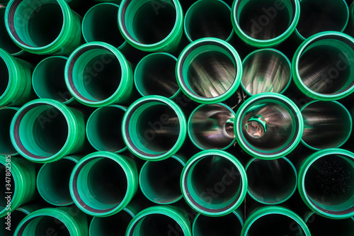 green plastic pipes