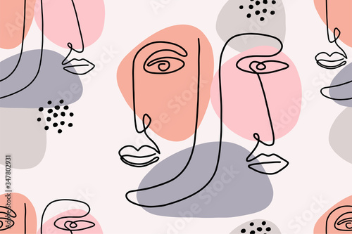 Naadloos abstract patroon met gezicht.
