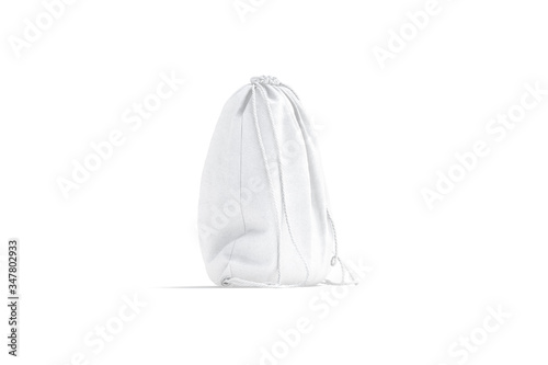 Blank white drawstring backpack mock up, side view