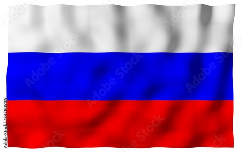 Waving flag of the Russian Federation. The National. State symbol of the Russia. 3D illustration © Plastic man