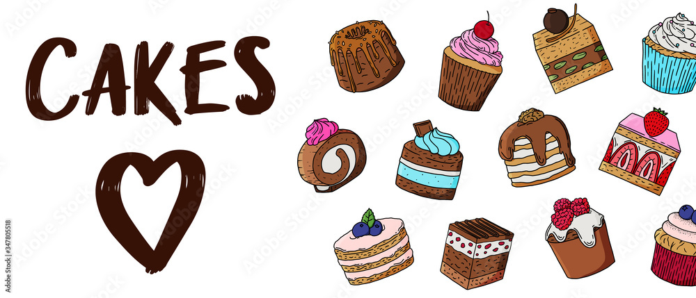 Hand drawn cake vector banner Hand drawn cake vector banner