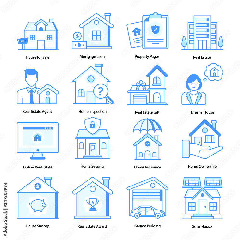 Pack Of Property Flat Icons Pack Of Property Flat Icons