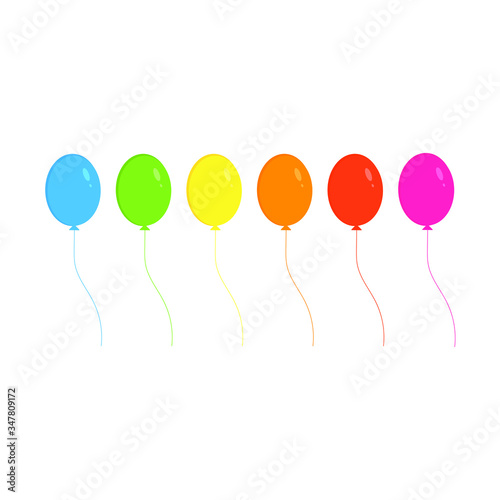 This is a set of colored balloons isolated on white background. Vector cartoon illustration. It could be used for postcards  banners  flyers  postcards  holiday decorations.