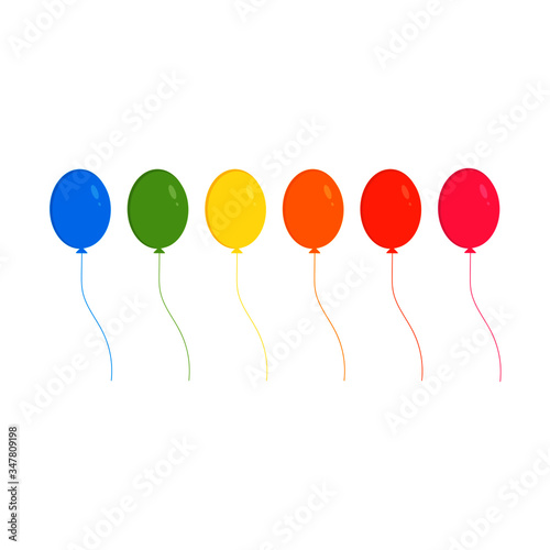 This is a set of colored balloons isolated on white background. Vector cartoon illustration. It could be used for postcards  banners  flyers  postcards  holiday decorations.