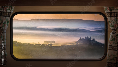 Sunrise over the valley in ...