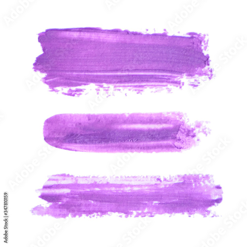 Three realistic purple lipstick smears