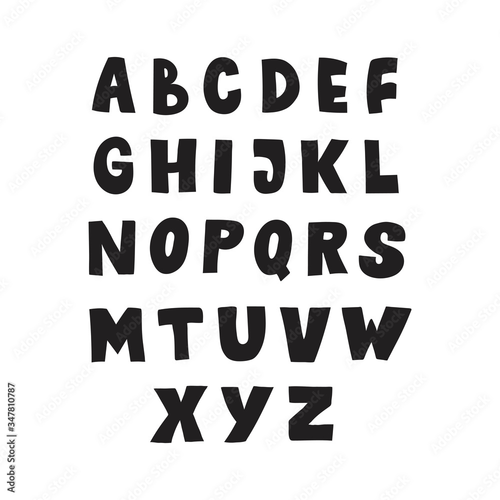 Alphabet hand drawn letters, Bold type, capital typography set. Vector illustration.