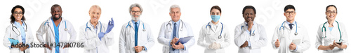 Different doctors on white ...