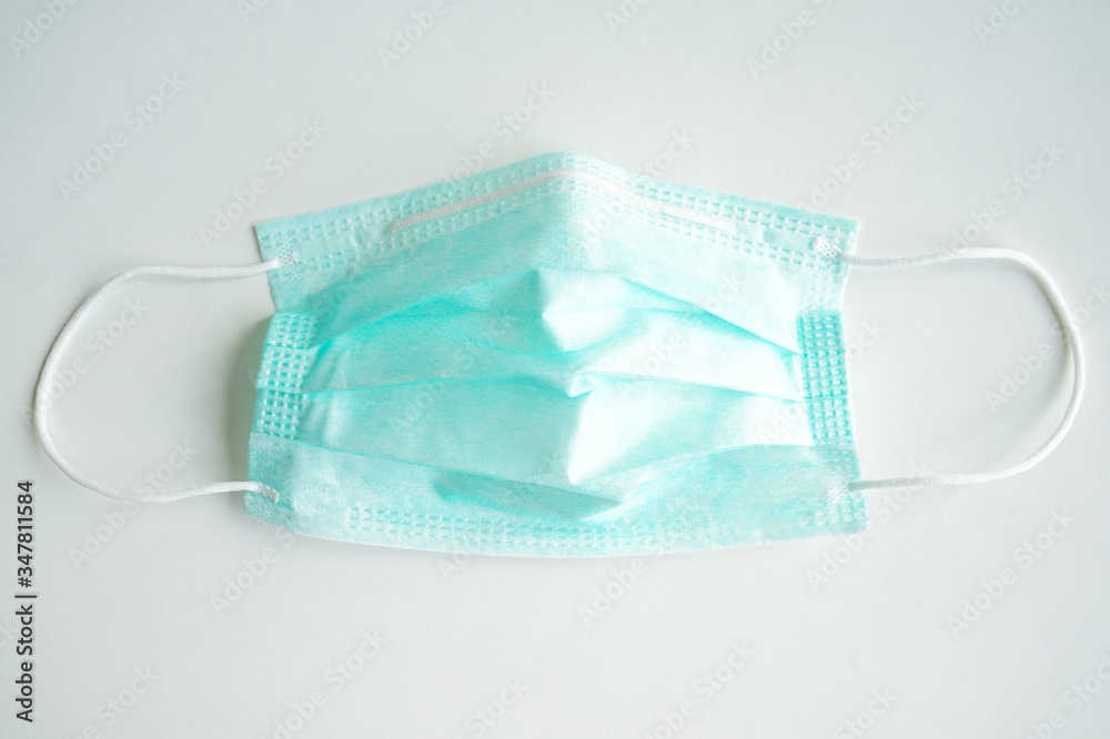 Mask and corona virus  isolated on a white background