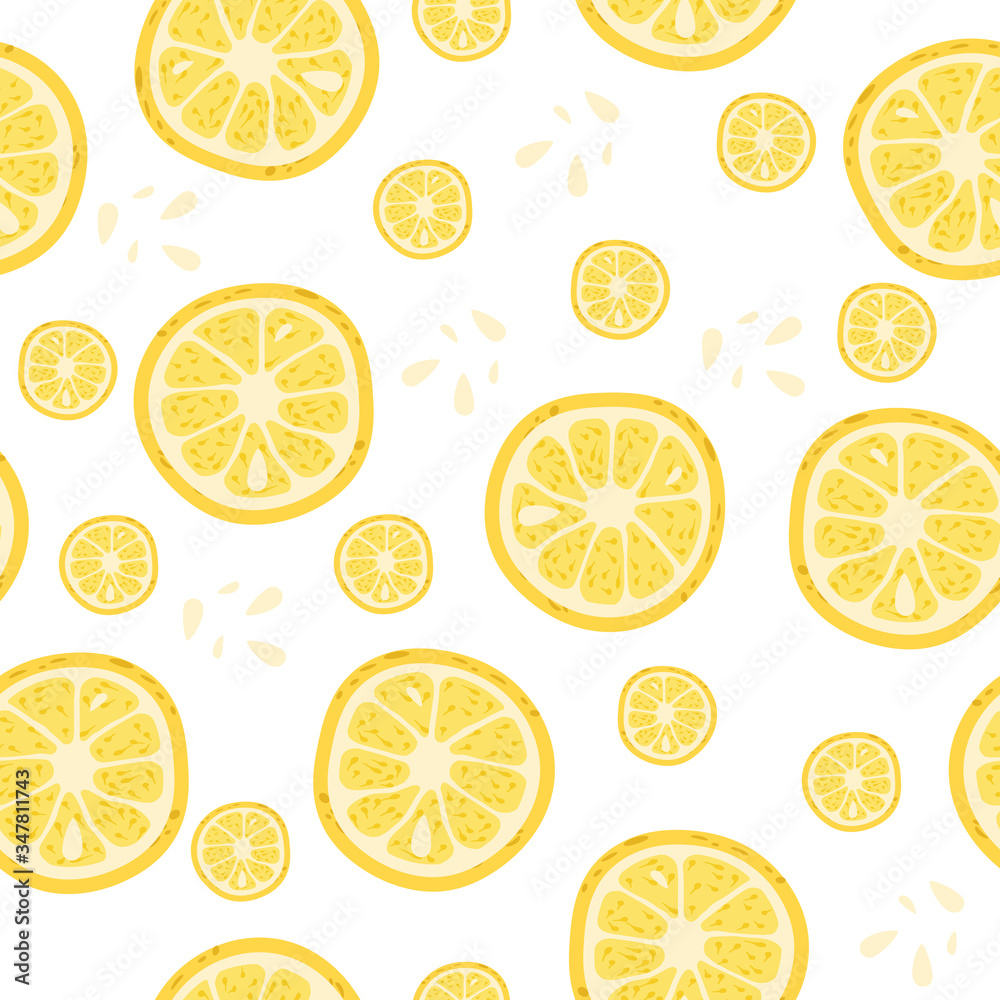 Seamless pattern with pieces of lemon. Vector illustration.