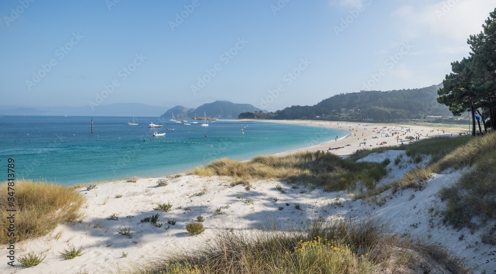 sandy beach praia de rodas on island moteagudo province pontevedra