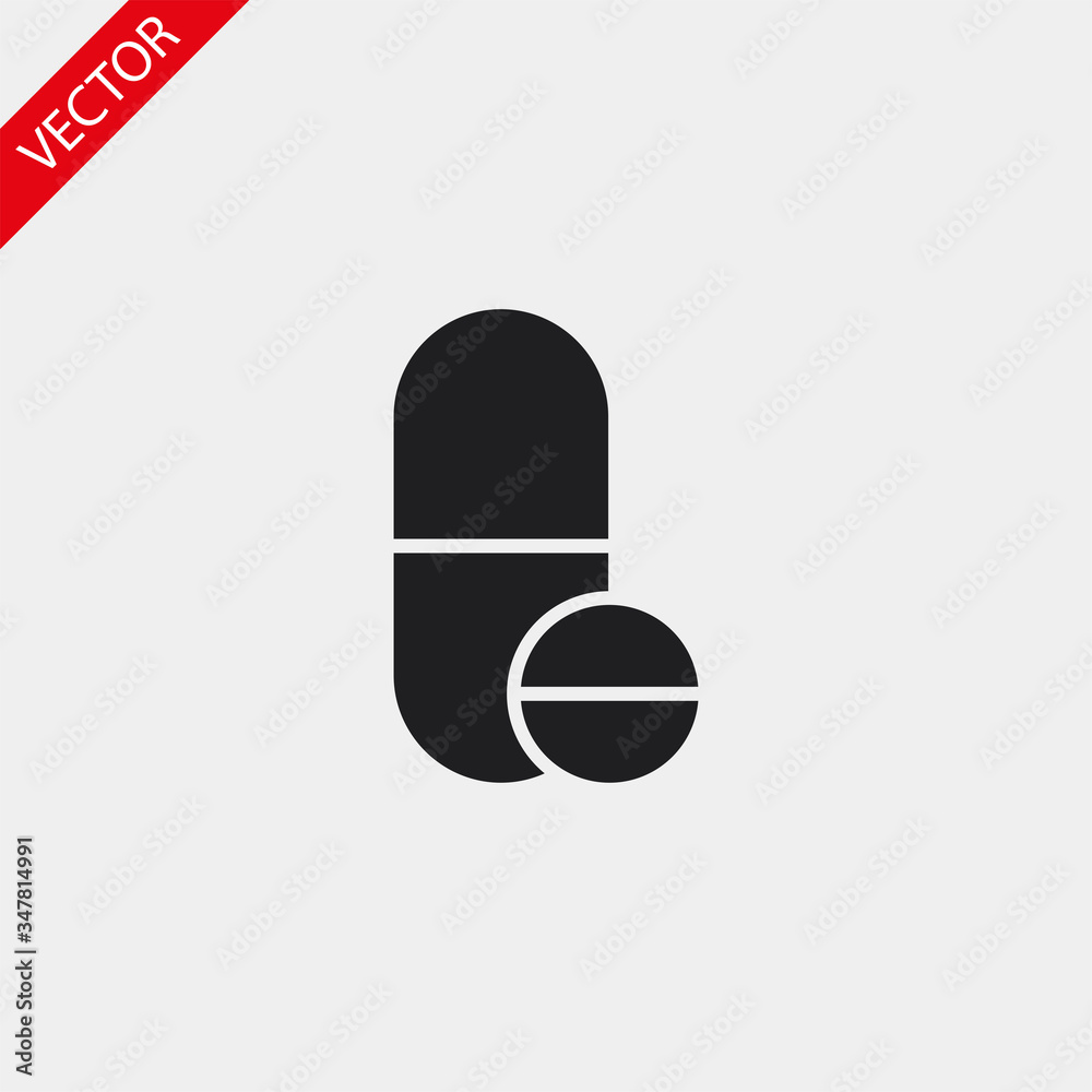 Pills vector icon , lorem ipsum Flat design