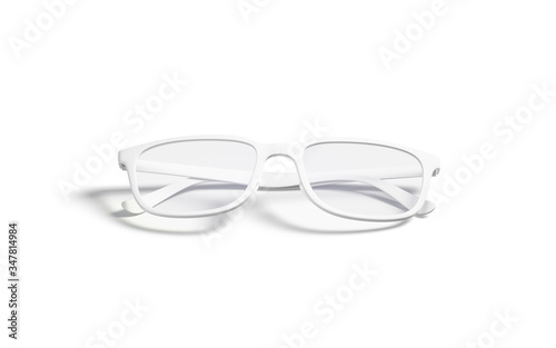 Blank white eye glasses with frame mock up, front view
