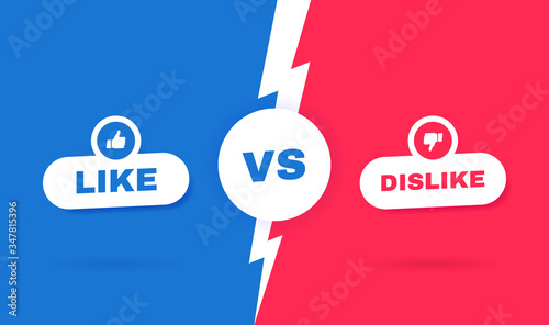 Modern versus battle background. Concept of social media. Competitions between like or dislike. Vector illustration