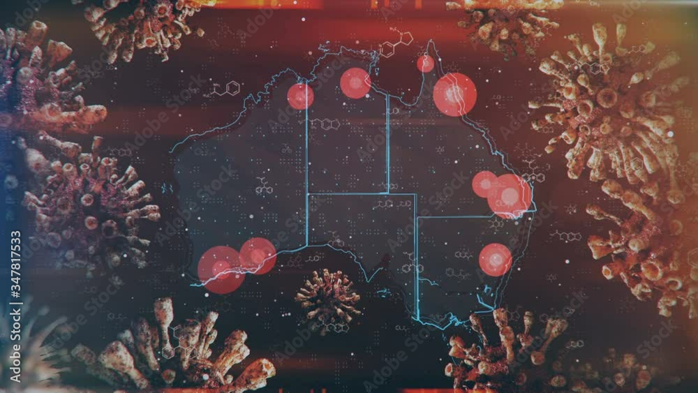 Vidéo Stock Motion graphics map of Australia with the localization and