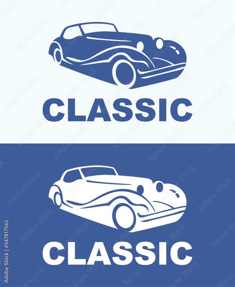 Obraz premium Vintage Automotive Logo template with the image of the retro classic car for your company.