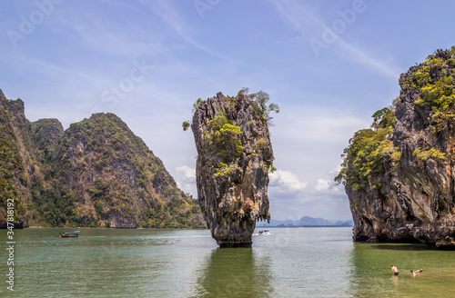 Ko Tapu island in Thailand and surrounding landscape. Travel concept