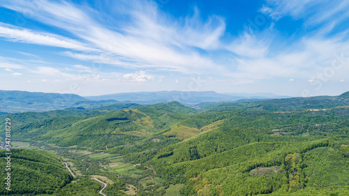 Drone photo of mountain landscape in Carpathian.