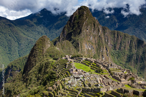 Top view of Machu Picchu, Peru. Wide angle.