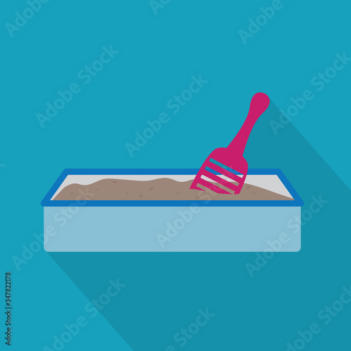 cat litter box with shovel icon - vector illustration
