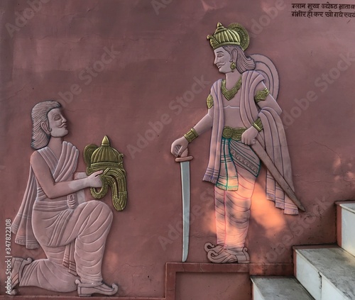 Jabalpur, Madhya Pradesh/India : November 23,2019 - Lord Bahubali and Bharat Chakravarti Prasang or Context at Pisanhari Ki Madhiya photo