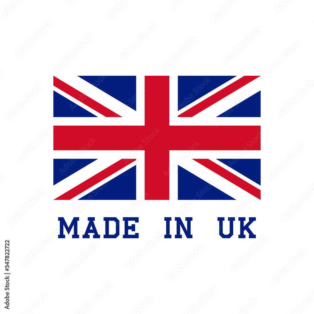 Made in United Kingdom icon with Great Britain flag Made in United Kingdom icon with Great Britain flag