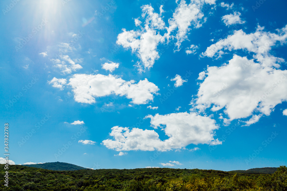 mountain landscape of mountains with forest and blue sky mountain landscape of mountains with forest and blue sky