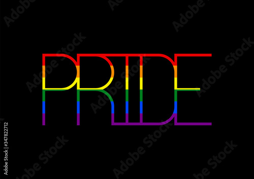 Pride text with rainbow LGBT flag