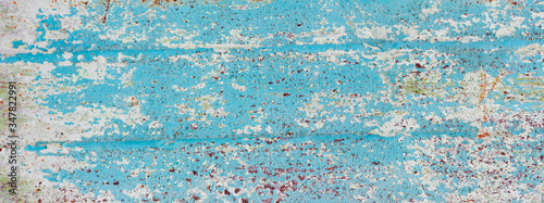 panorama texture of peeling paint close-up  space splot. 