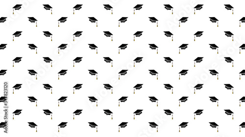 Graduation cap backdrop on isolated seamless pattern,Congratulations Graduates Class 2020. Template for graduation design, isolated on white background ,Vector illustration EPS 10
