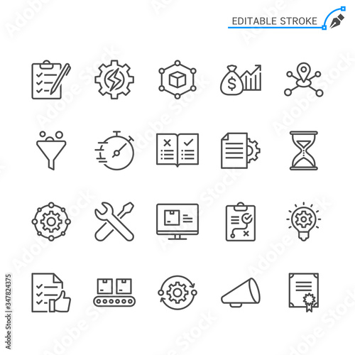 Product management line icons. Editable stroke. Pixel perfect.