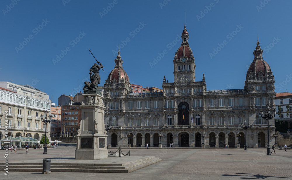 Main Square of a Coruna Plaza de Maria Pita blue sky summer day