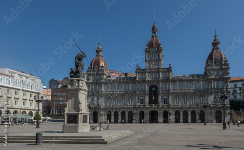 Main Square of a Coruna Plaza de Maria Pita blue sky summer day