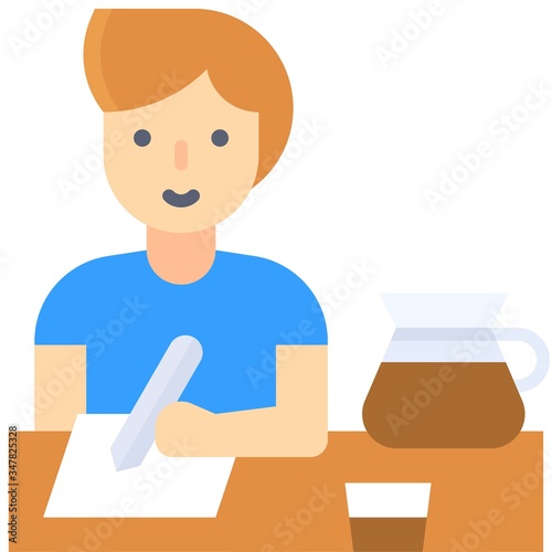 Working at desk, work from home vector