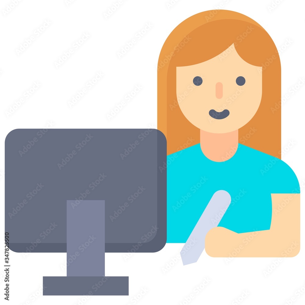 Woman working on laptop, work from home related