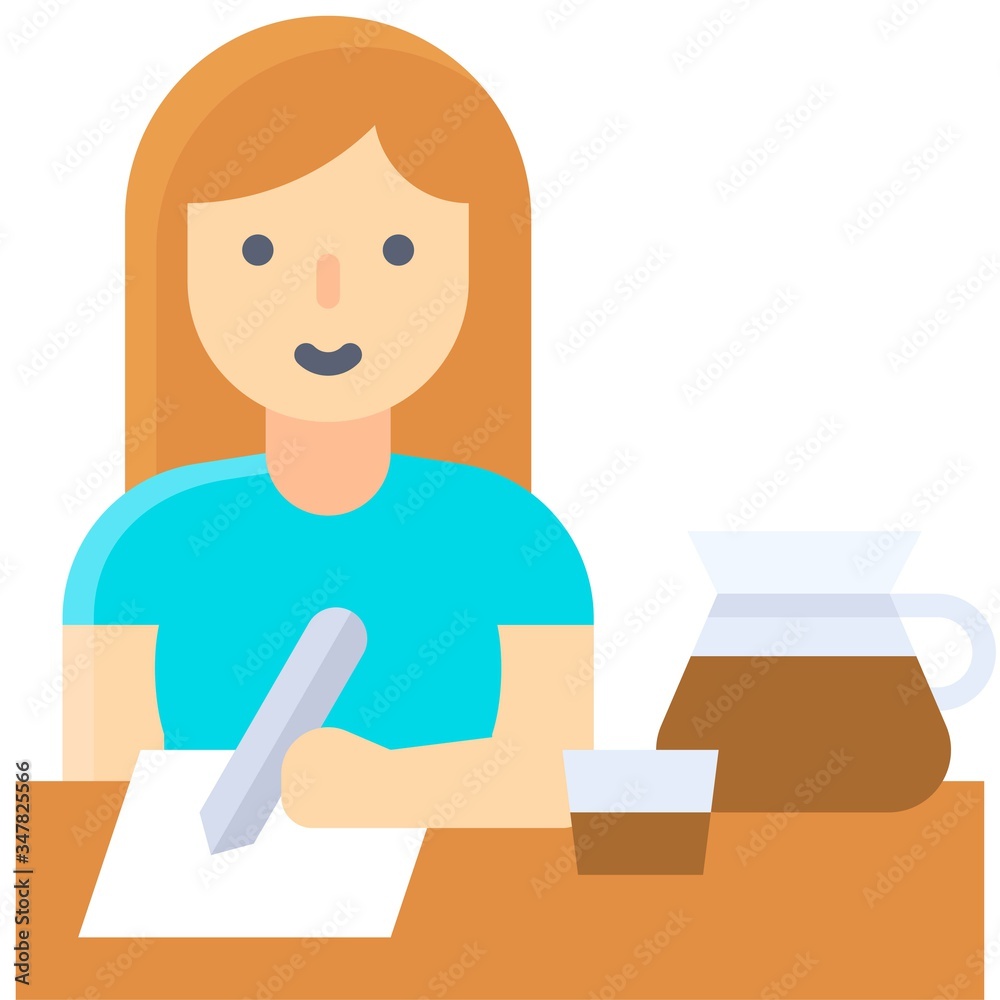 Working at desk, work from home vector