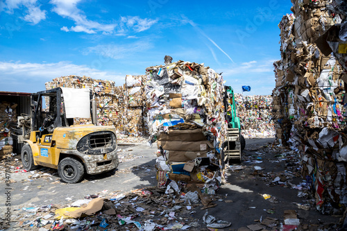 Valencia,Spain, 3,6,2017: outdoor paper and cardboard dump