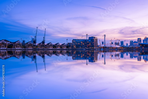 Royal Victoria Dock in London at sunset © IWei