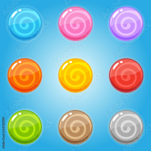 Set sweet lollipop circle shaped.