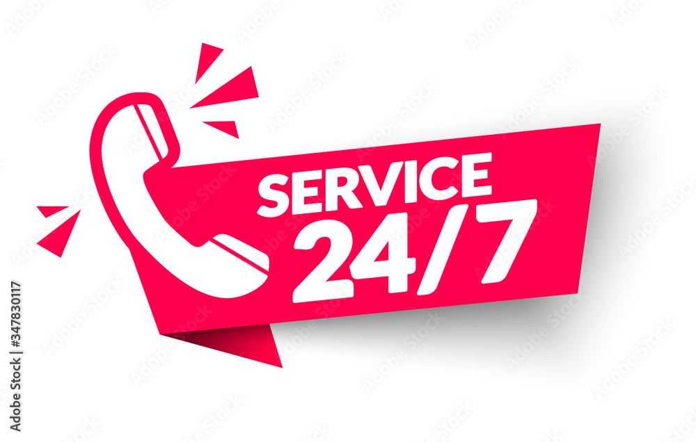 Photo & Art Print Vector Illustration 24 7 Service Label, Black White Mouse