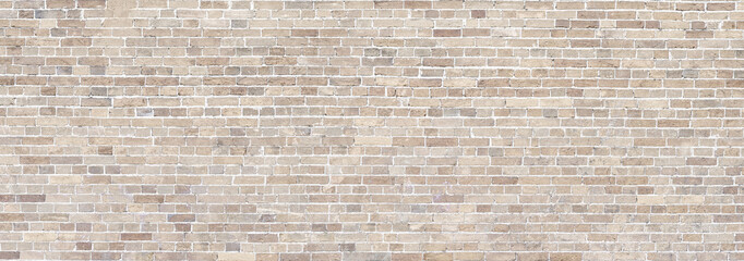 Poster Bakstenen muur Beige stenen bakstenen panorama muur  © Soho A studio