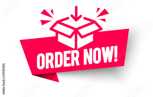 Vector Illustration Order Now. Modern Web Banner With Package Icon.