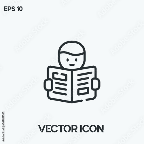 "Human reading last news" vector icon illustration. News symbol icon. Ui/Ux. Premium quality.