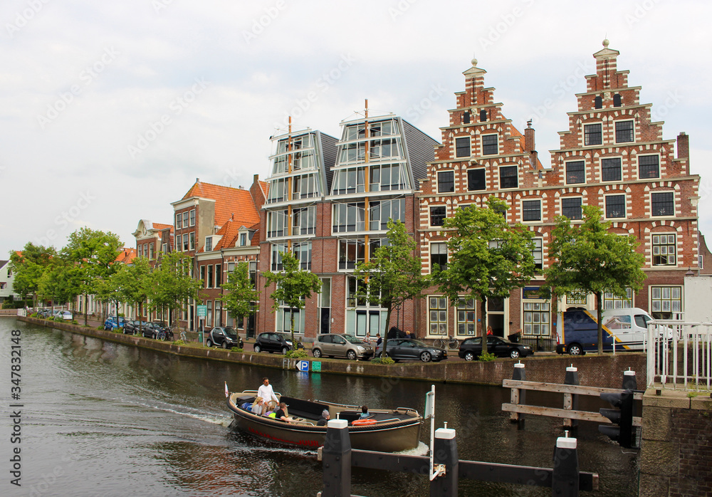 Beautiful houses on the canal in Holland. sail house