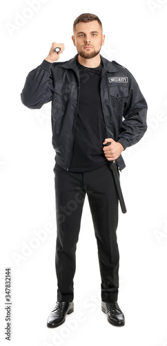Male security guard with fl...