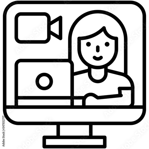 Video call, work from home related vector