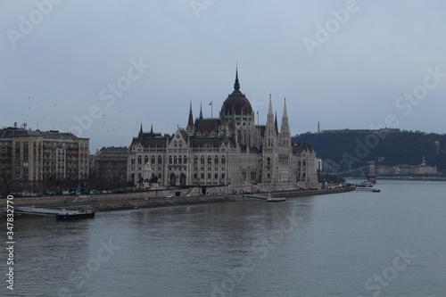 View of Parliament in Budapest in the evening © Elena