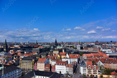 コペンハーゲンの街の俯瞰。Bird's-eye view of Copenhagen, Denmark.